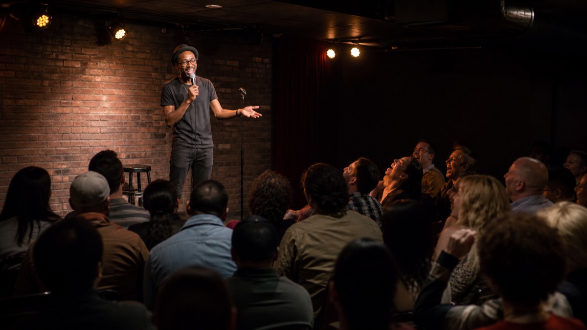 Stand-up night at a packed comedy club, one of two DC Improv runs in September